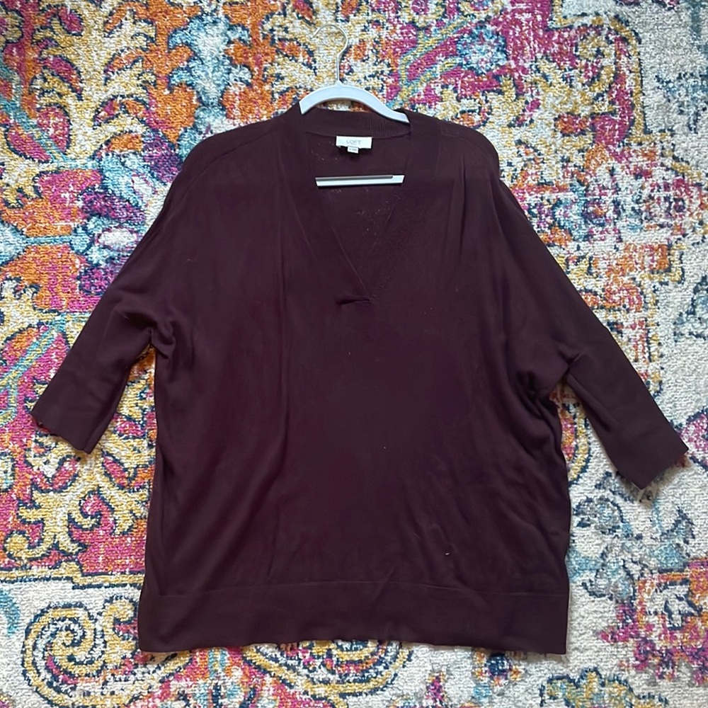 Burgundy Loft Sweater - 3/4 Length Sleeves
